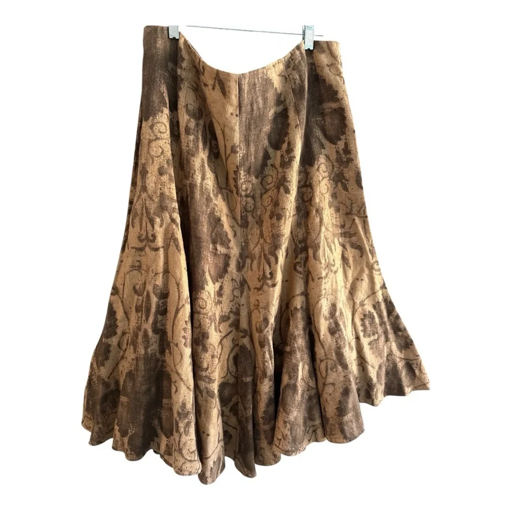 VTG Ralph Lauren Linen Equestrian Old Money Maxi/Midi Skirt Natural Beige Sz 16